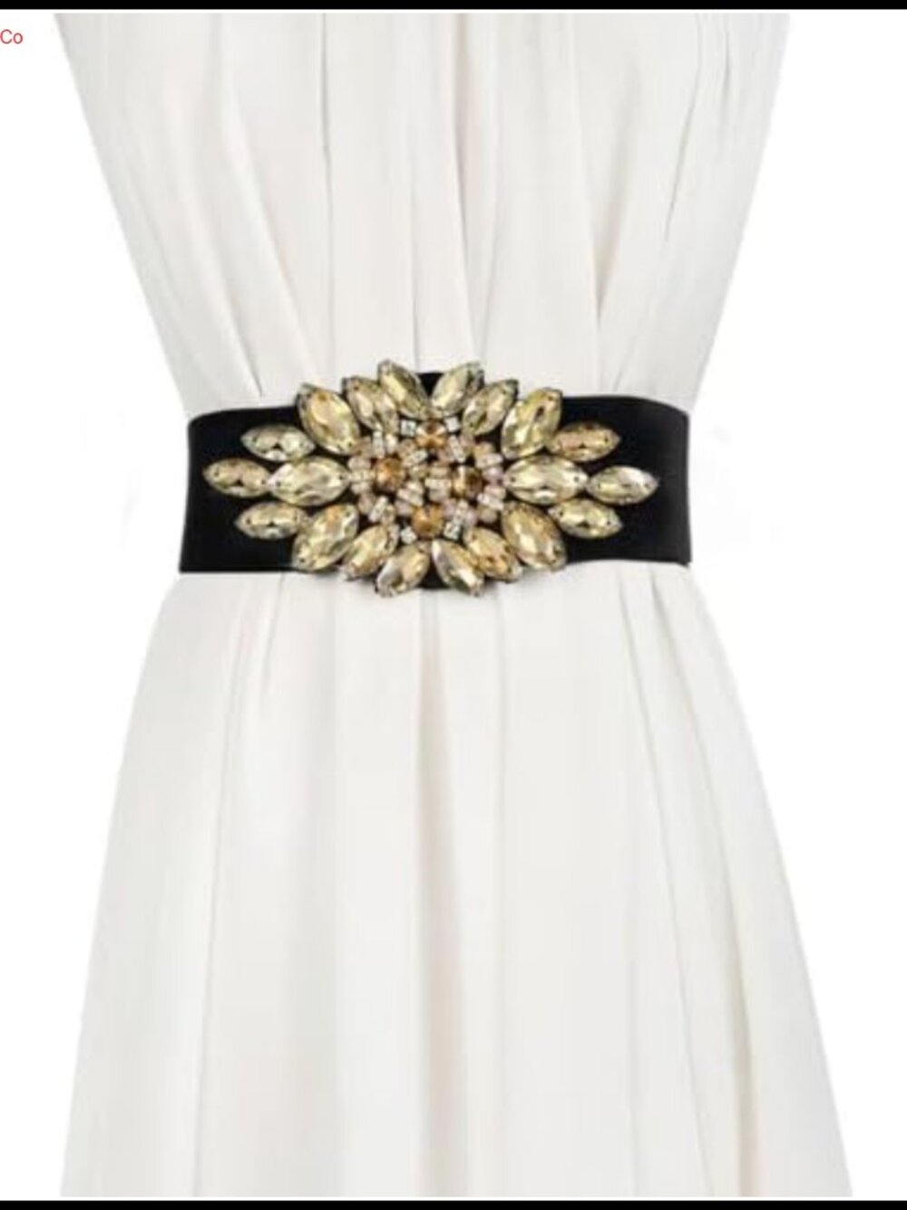Rhinestone Elastic Belt for Women Stretchy Wide Dress Belt